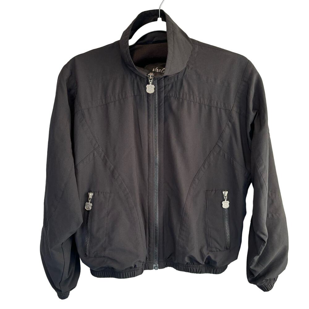 Vintage Kaelin Black Cloth Bomber Jacket - size Small Petite